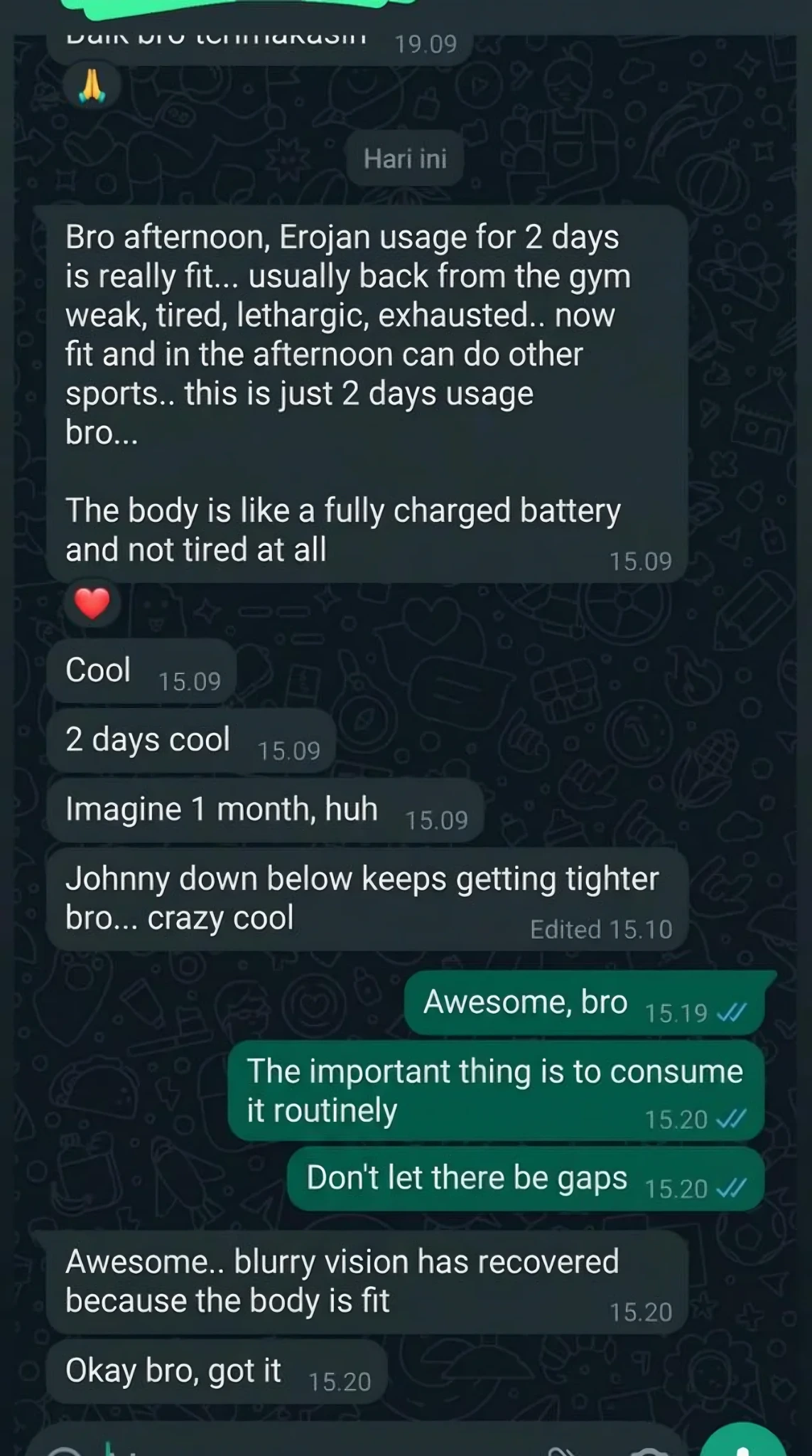 Customer message about EROJAN