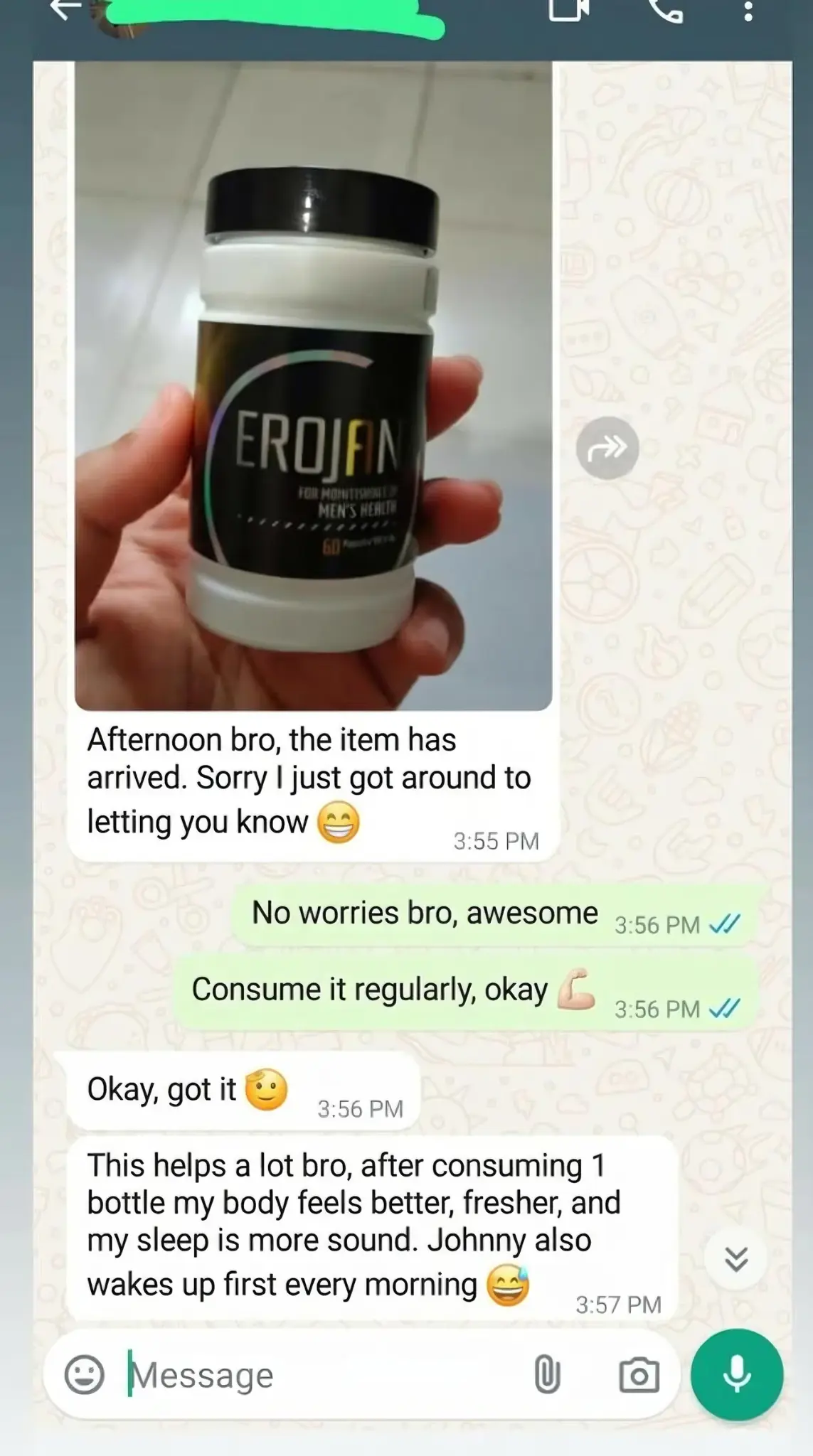 Customer message about EROJAN