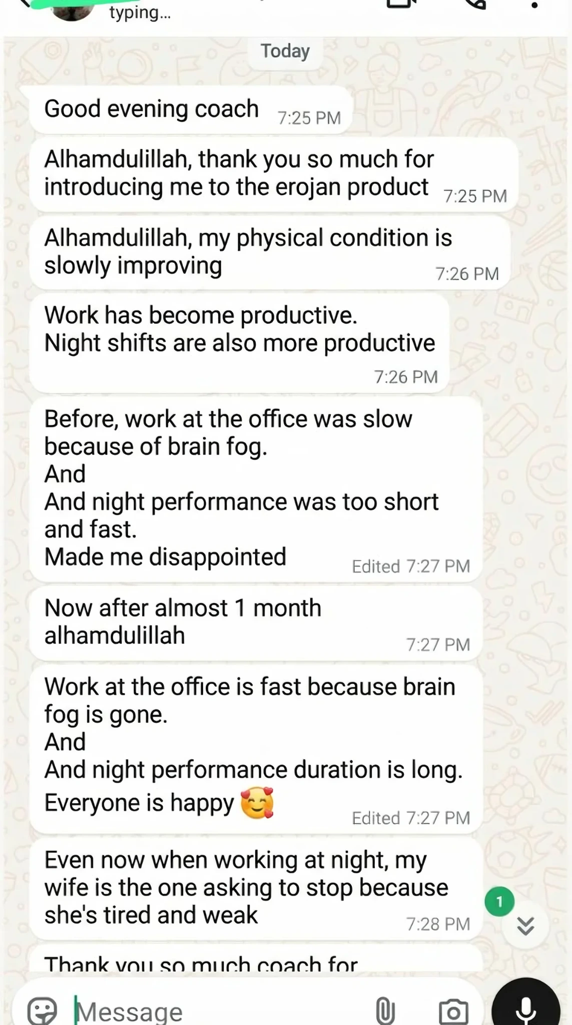 Customer message about EROJAN